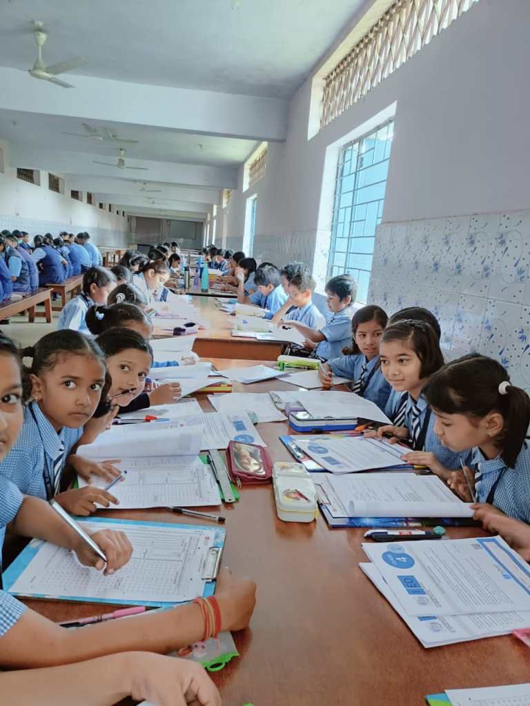 Classroom with Students Writing